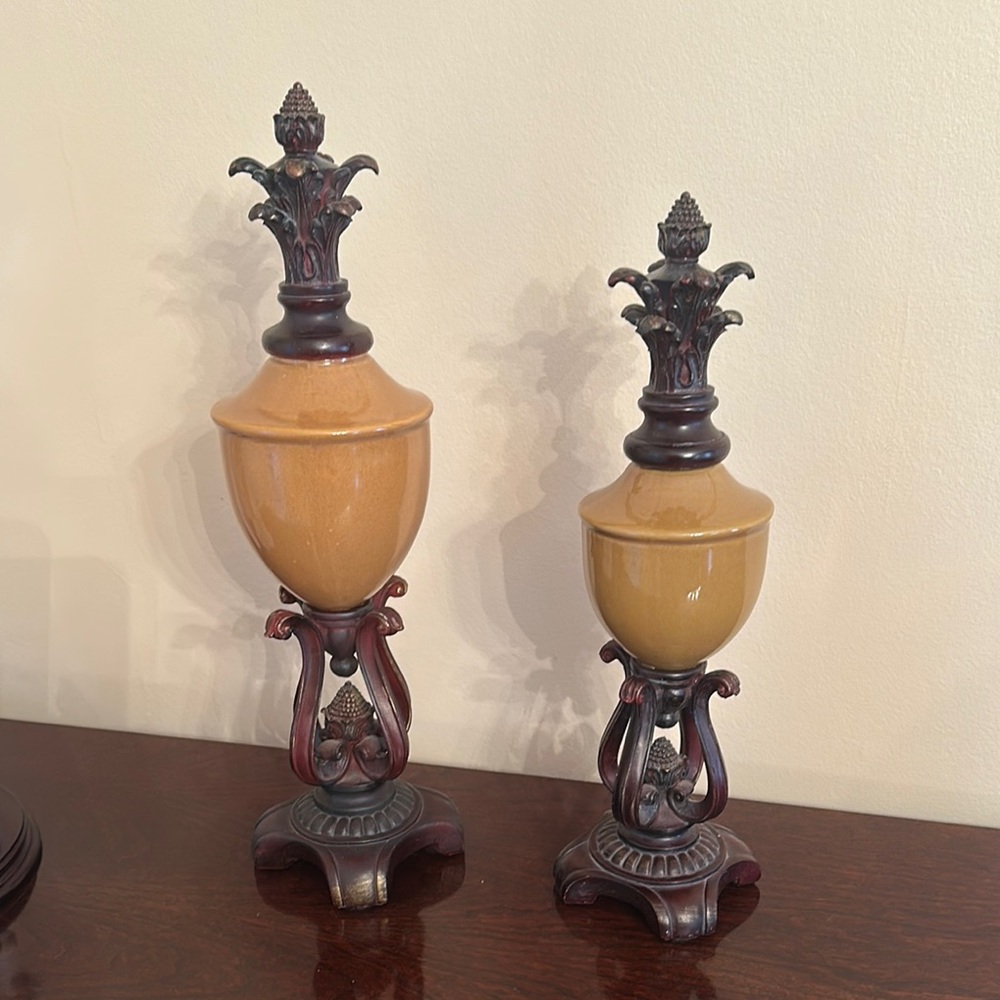 Elegant Brown and Tan Decorative Urns
